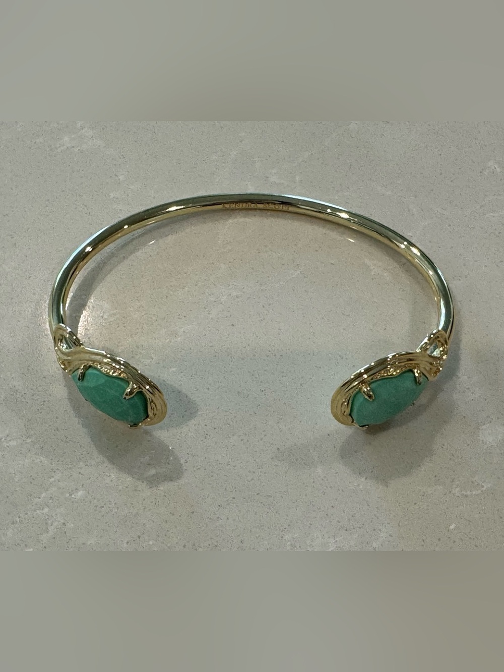 Kendra Scott Andy Gold Cuff Bracelet with Sea Green Stone Accents